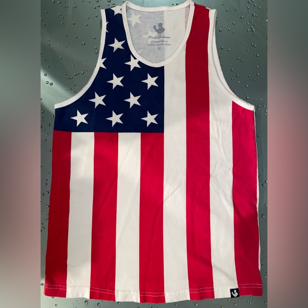 Rowdy Gentleman Tank Top America Flag Round Neck Pullover Size Small